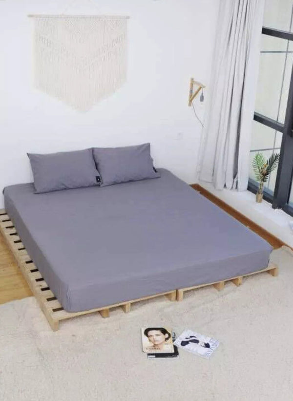 Earthing Fitted King Size Bed Sheet in Grey, Premium Cotton /Silver Grounding