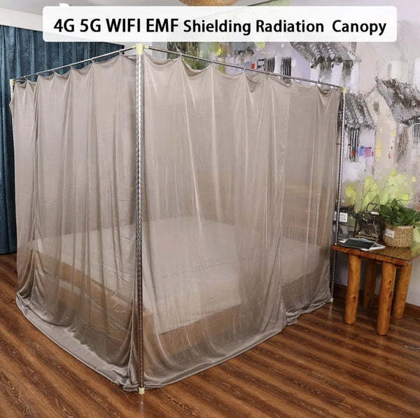 Faraday Cage EMF 5G RF Block Canopy Bed size 150x200x200 Earthing UK Plug