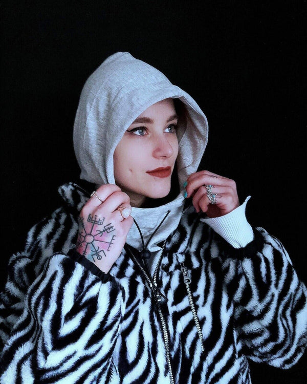 EMFs blocking Hoodie Hat Light Grey , RF, cotton and real silver, antibacterial, unisex