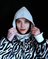 EMFs blocking Hoodie Hat Light Grey , RF, cotton and real silver, antibacterial, unisex