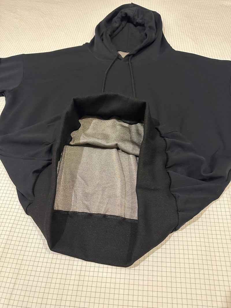 Black Hoodie EMF 5G Radiation Shielding, Cotton and Real Silver Fiber Protection